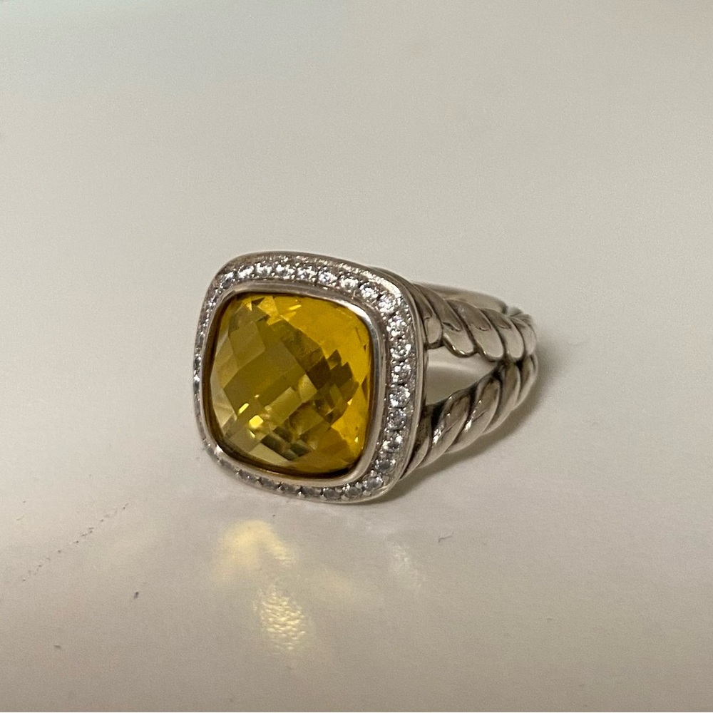 David Yurman Sterling Silver 11mm Albion Ring w/Lemon Citrine